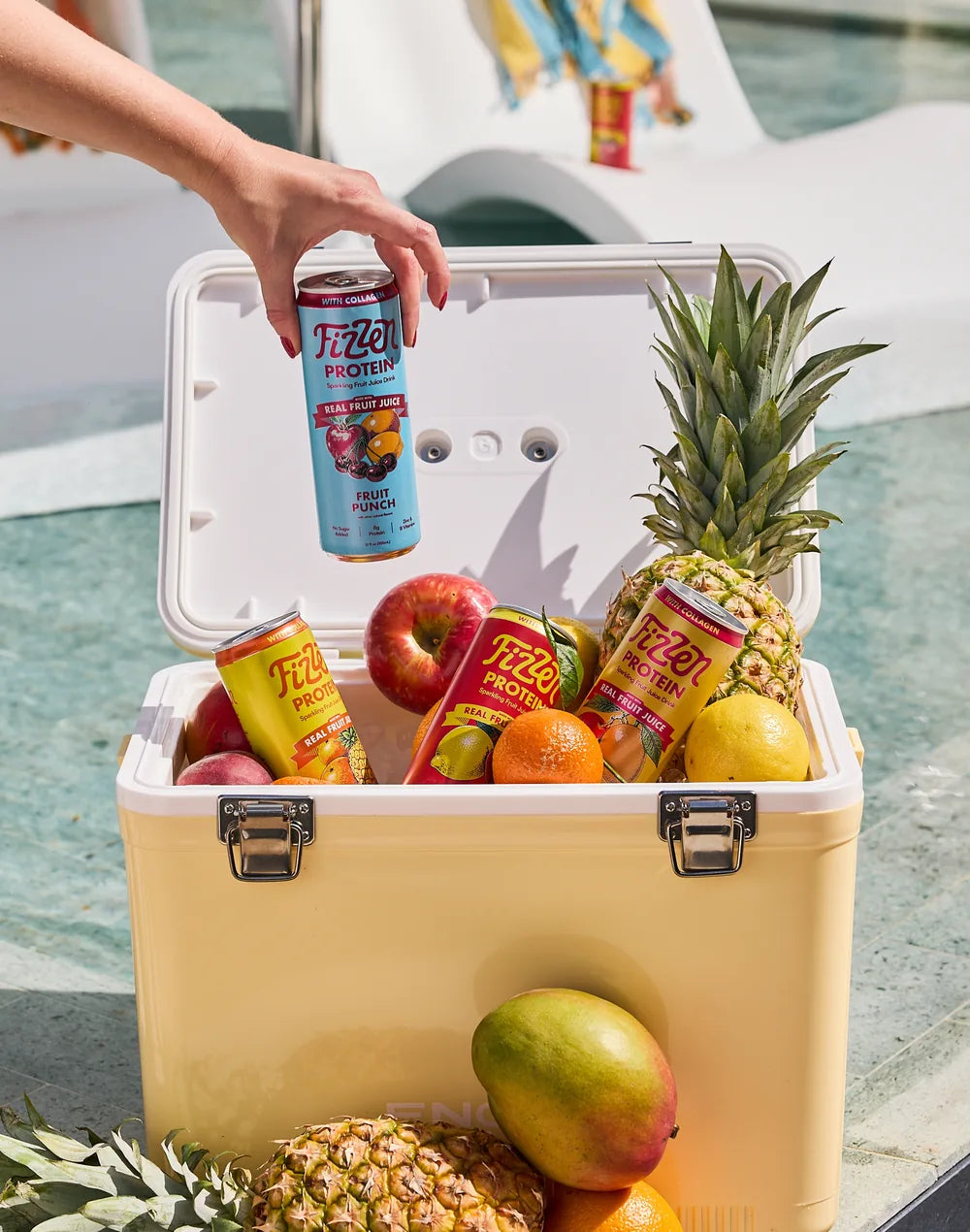 Fizzen cans in a cooler